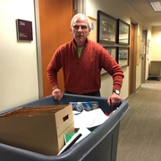 Professor Robert Goldman cleaning out his office