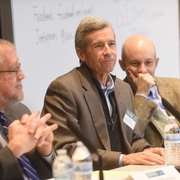L-R: Professors Stephen Vladeck and William Yeomans with Tom Goldstein '95