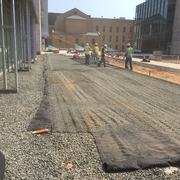 Pavers installation work continues, Sept. 3